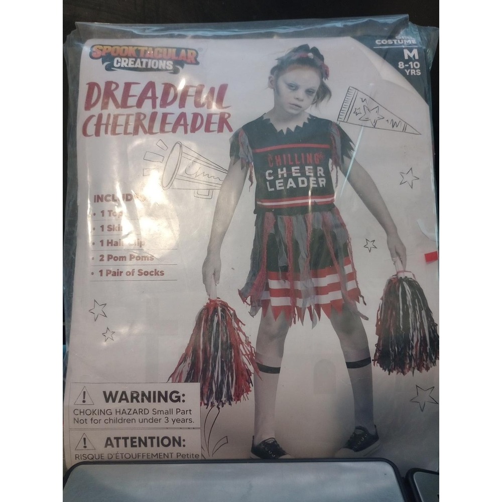 Spooktacular Creations Dreadful Cheerleader Costume Girls M 8-10 Halloween